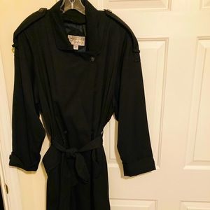 Womens Size 16 Black full length trench coat.